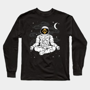 Astronaut Yoga Binance BNB Coin To The Moon Crypto Token Cryptocurrency Blockchain Wallet Birthday Gift For Men Women Kids Long Sleeve T-Shirt